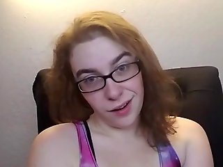 POV striptease from busty brunette stoner